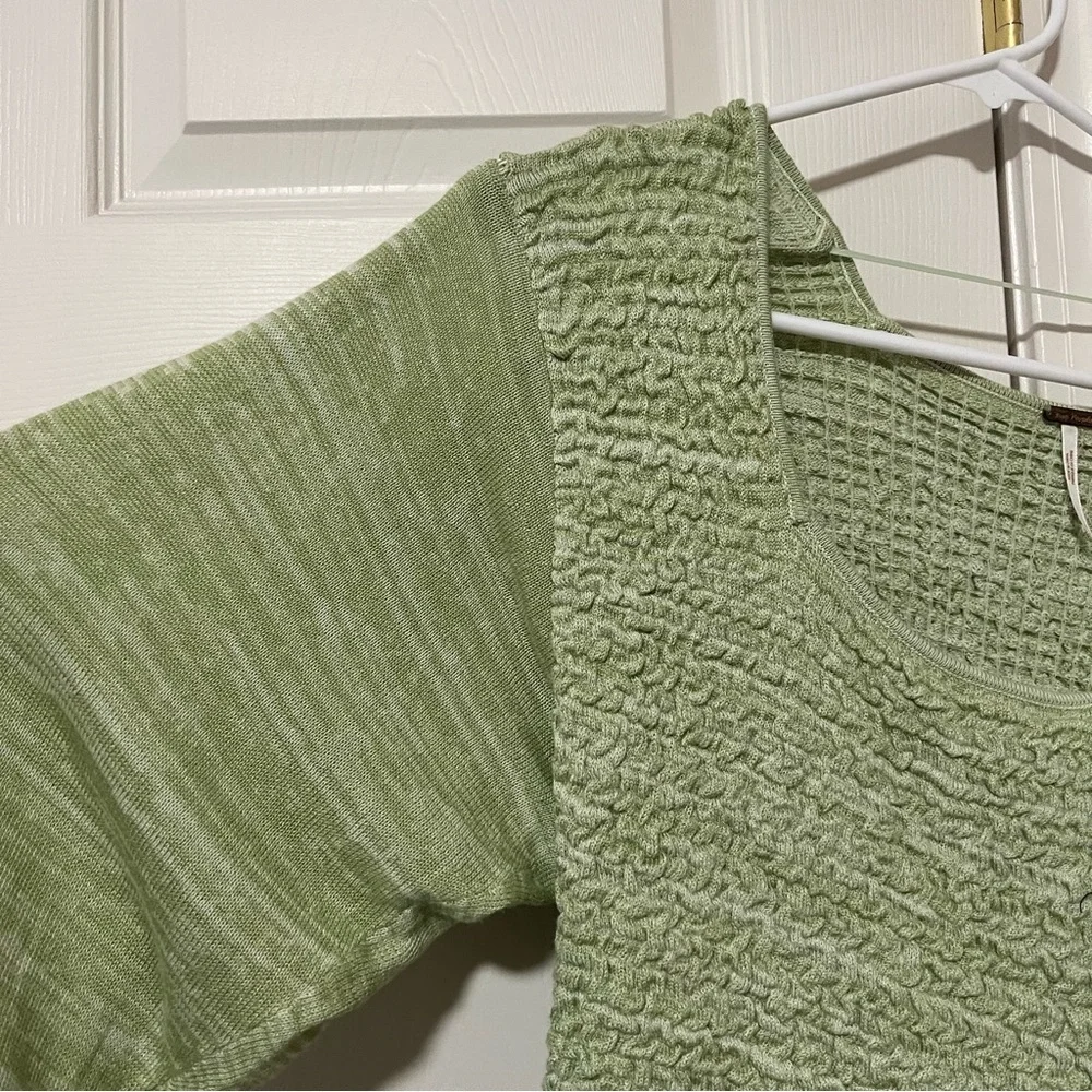 Free People Smocked Light Green Long Sleeve Peplum Size M